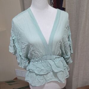The Kooples Green Ruffled‎ Blouse